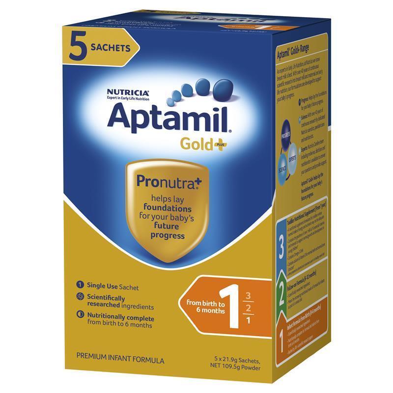 Aptamil  金装盒装  1段婴儿配方奶粉（0-6个月）21 9gx5（小包装，便携）