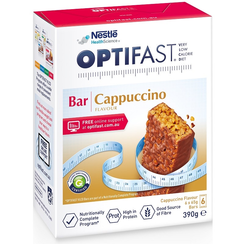 雀巢Optifast 澳洲巧克力棒（零食低卡路里） 6包x60g（卡布奇诺咖啡口味）