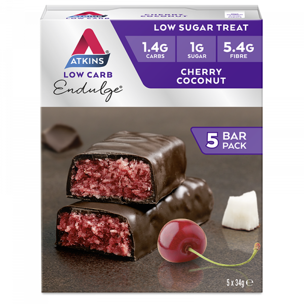 AtKins 樱桃椰子巧克力代餐棒 34g X 5支 每支仅含1.4g碳水