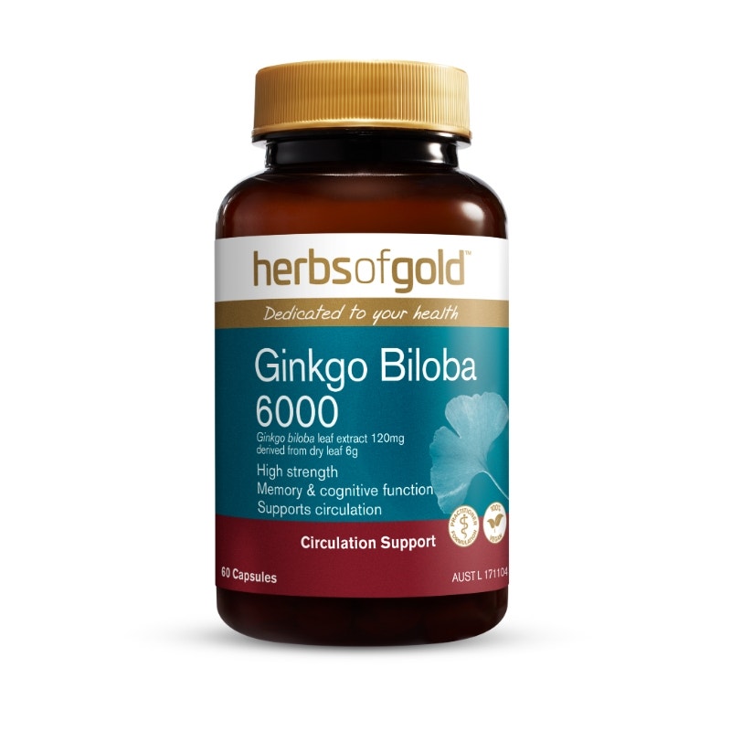 Herbs of Gold 6000mg银杏精华健脑胶囊 60粒（提高记忆力和注意力）