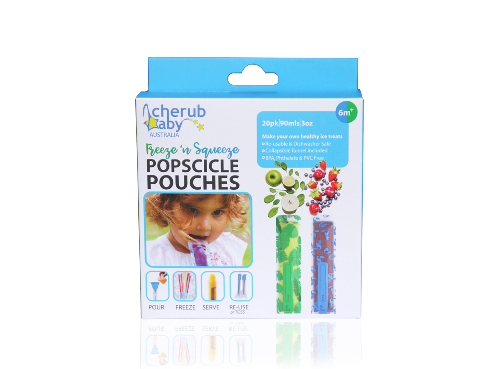 Cherub Baby 迷你可重复使用的冰棒小食品袋 20个（绿色和蓝色）