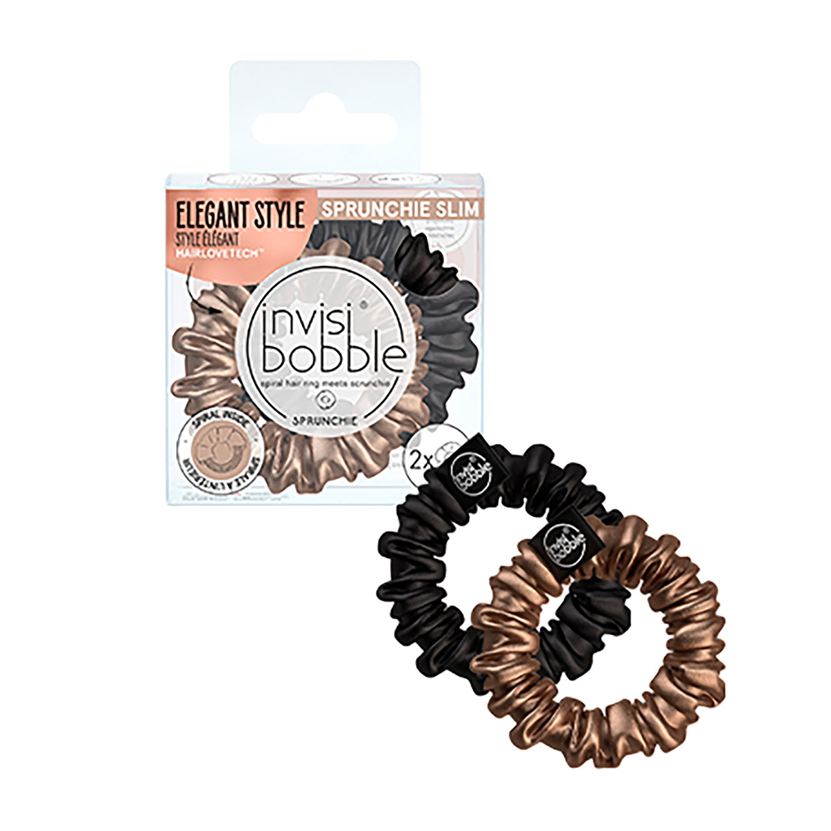 invisibobble 螺旋绸缎电话线发圈 黑色+古铜色 2个装
