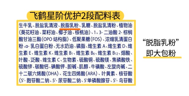 飞鹤星阶优护2段配料表 飞鹤星阶优护2段配料表