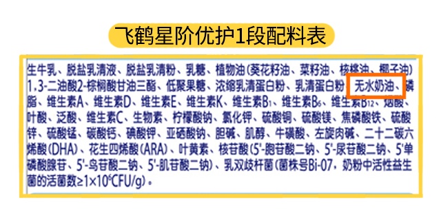 飞鹤星阶优护1段配料表 飞鹤星阶优护1段配料表
