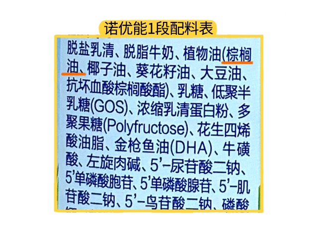 诺优能1段配料表 诺优能1段配料表