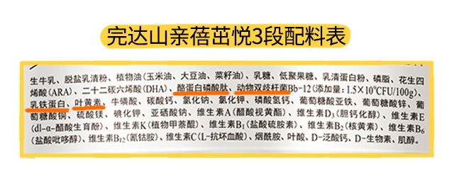 完达山亲蓓茁悦3段配料表 完达山亲蓓茁悦3段配料表