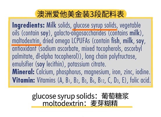 澳洲爱他美金装3段配料表 澳洲爱他美金装3段配料表