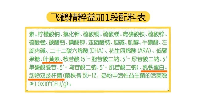 飞鹤精粹益加1段配料表 飞鹤精粹益加1段配料表
