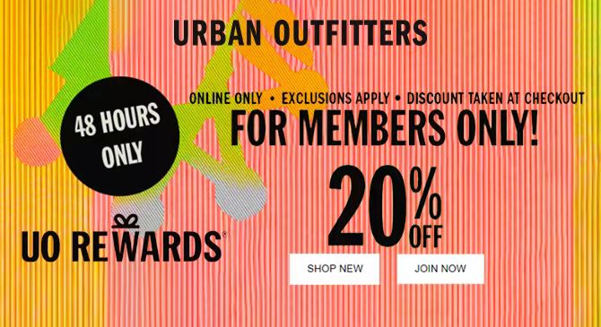 Urban Outfitters英国站开启限时48小时专场 站内单品8折好价
